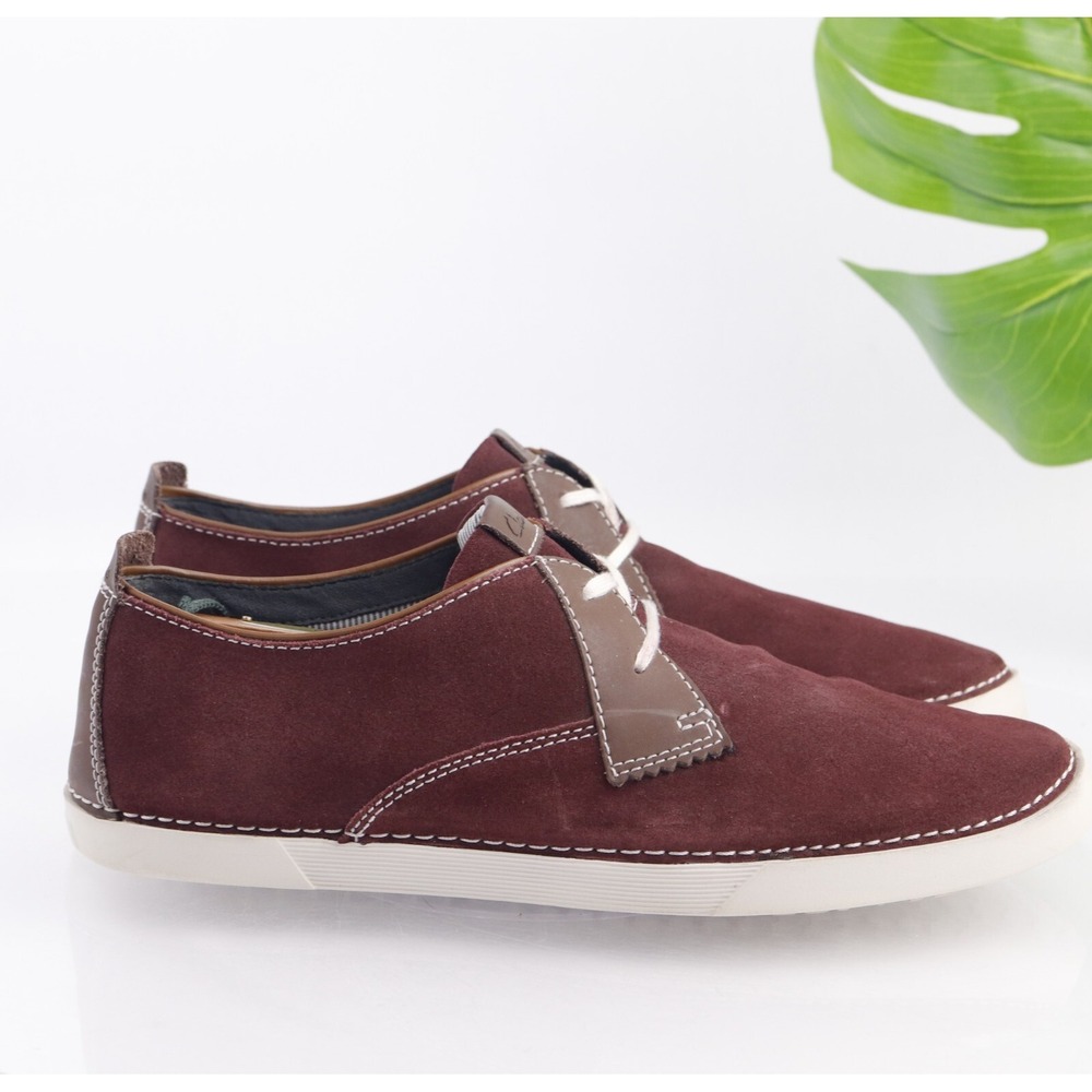Clarks Mens Neelix Vibe Casual Shoe Size 12 M Burgundy Red Suede Lace Up Sneaker